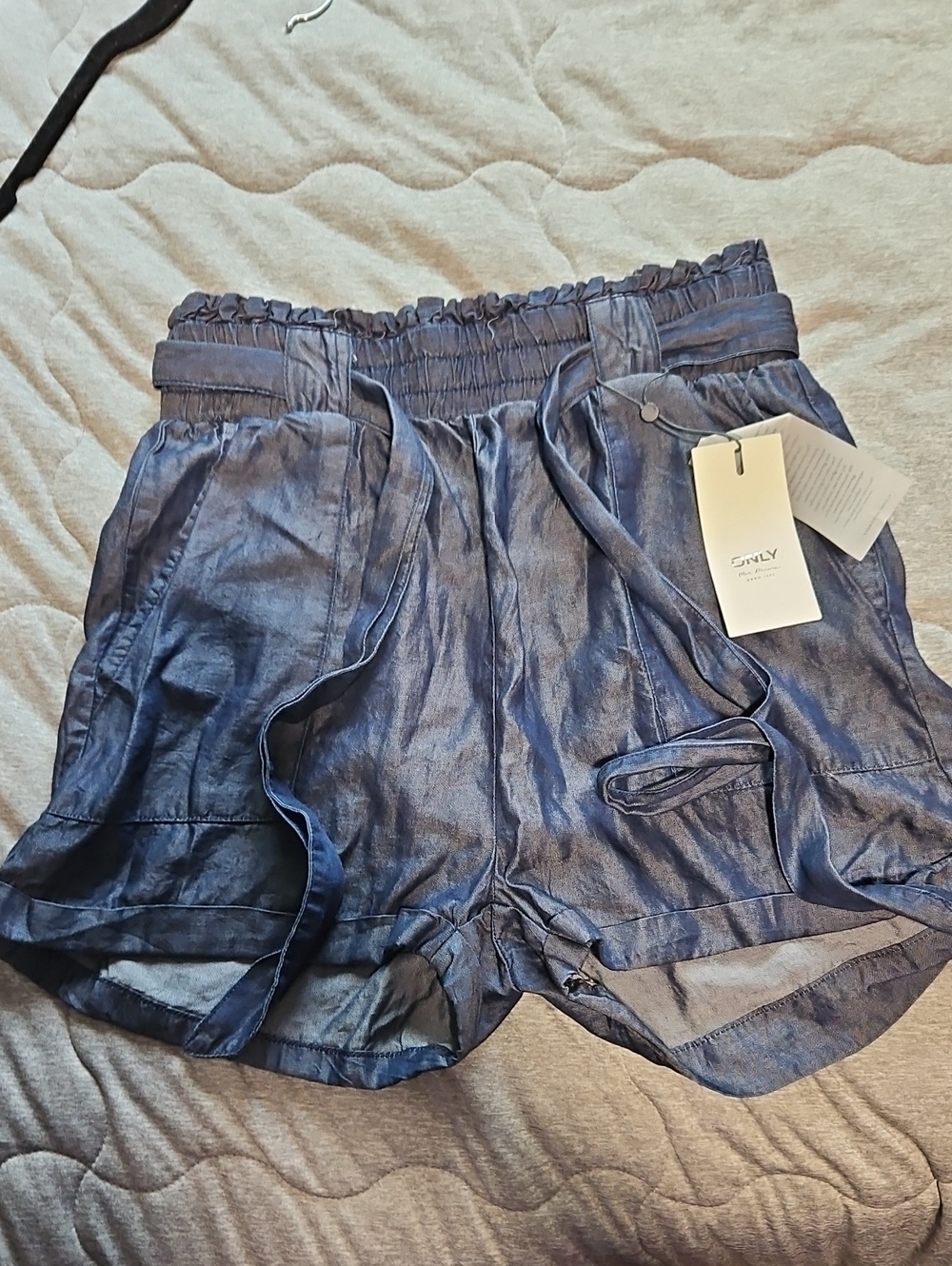 Only Women's Navy Blue  High-Waist Shorts